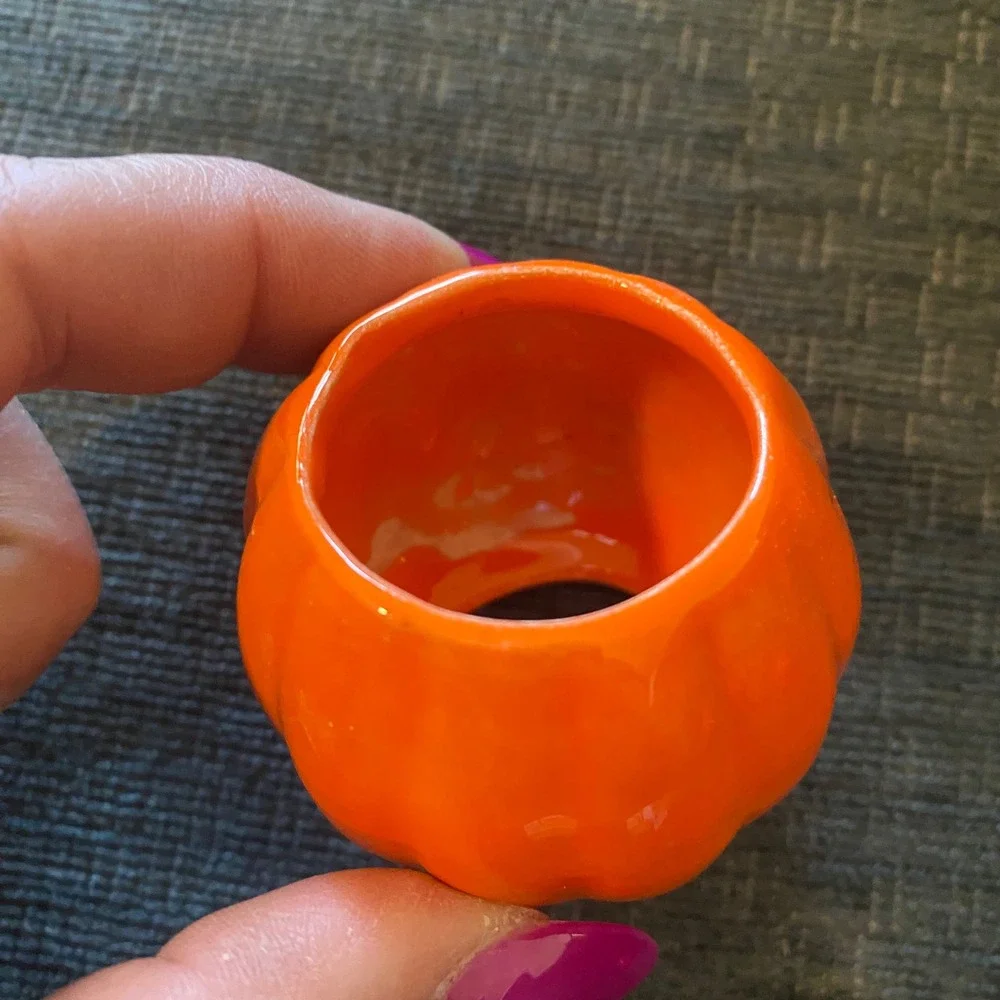 Unbranded Pumpkin Napkin Rings Set of 3 Orange Excellent Fall Decor‎